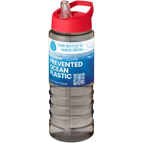 H2O Active® Eco Treble bidon z pokrywką z tutką o pojemności 750 ml ciemnografitowy, czerwony