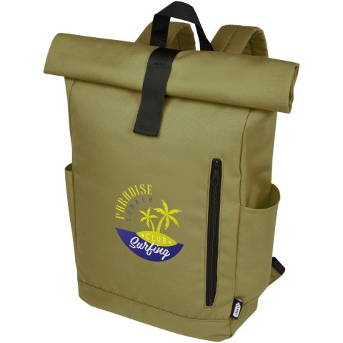 Byron plecak na laptopa 15,6 cala z tworzywa RPET z certyfikatem GRS z zawijanym zamknięciem, 18 l oliwkowy