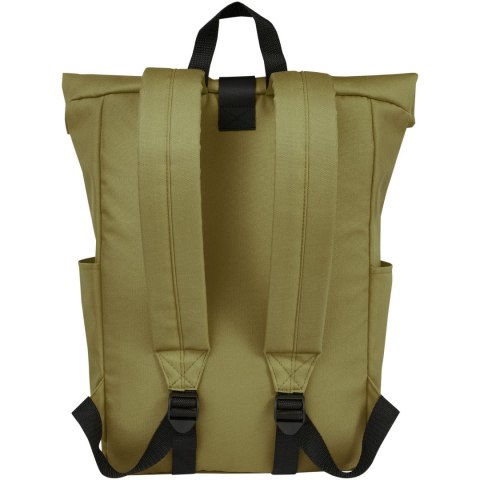 Byron plecak na laptopa 15,6 cala z tworzywa RPET z certyfikatem GRS z zawijanym zamknięciem, 18 l oliwkowy