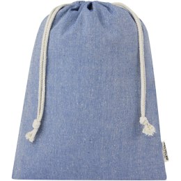 Pheebs torba na prezent z bawełny z recyklingu o gramaturze 150 g/m² i z certyfikatem GRS, duża o pojemności 4 l niebieski melan