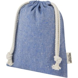Pheebs torba na prezent z bawełny z recyklingu o gramaturze 150 g/m² i z certyfikatem GRS, mała o pojemności 0,5 l niebieski mel