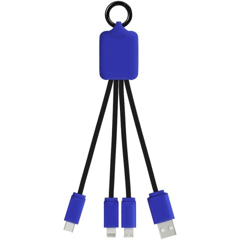 Kabel z podświetlonym logo 3w1 z brelokiem - SCX.design C15 reflex blue, czarny