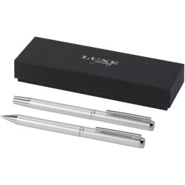 Lucetto zestaw upominkowy obejmujący długopis kulkowy z aluminium z recyklingu i pióro kulkowe srebrny (10783881)