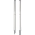 Lucetto zestaw upominkowy obejmujący długopis kulkowy z aluminium z recyklingu i pióro kulkowe srebrny (10783881)