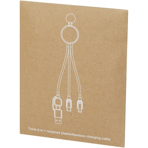 Tecta kabel do ładowania z tworzyw sztucznych pochodzących z recyklingu/bambusa 6 w 1 z brelokiem czarny