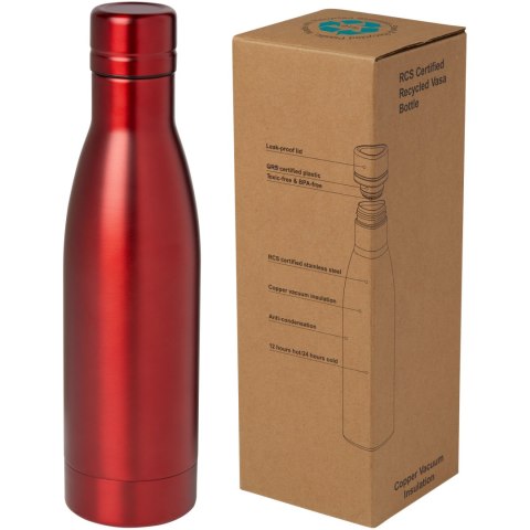 Vasa butelka ze stali nierdzwenej z recyklingu z miedzianą izolacją próżniową o pojemności 500 ml posiadająca certyfik