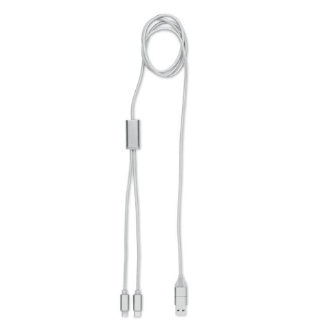 Długi kabel do ładowania 2w1 srebrny (MO2081-14)